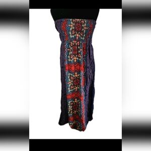Angie Womens Floral Maxi Strapless Smocked Dress L